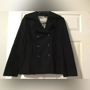 Steve Madden| Large, dark grayish blackish, wool, pea coat (with extra buttons)